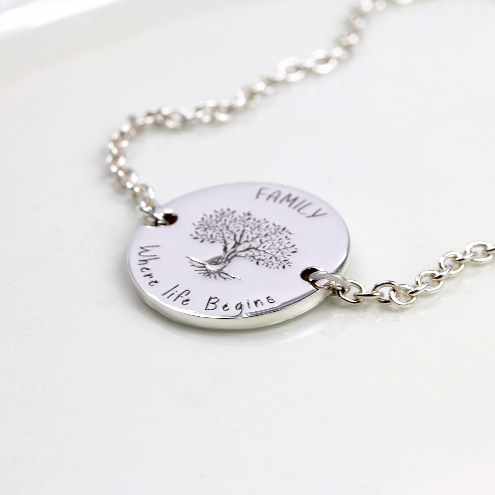 Engraved Family Tree Bracelet by Silvery Jewellery australia