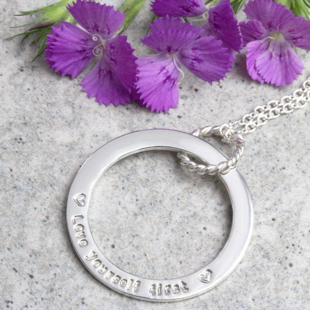Handstamped Necklace Unity Hoop Necklace Silvery Jewellery Australia