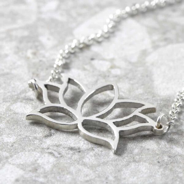 Lotus Flower Necklace Silvery Jewellery Australia