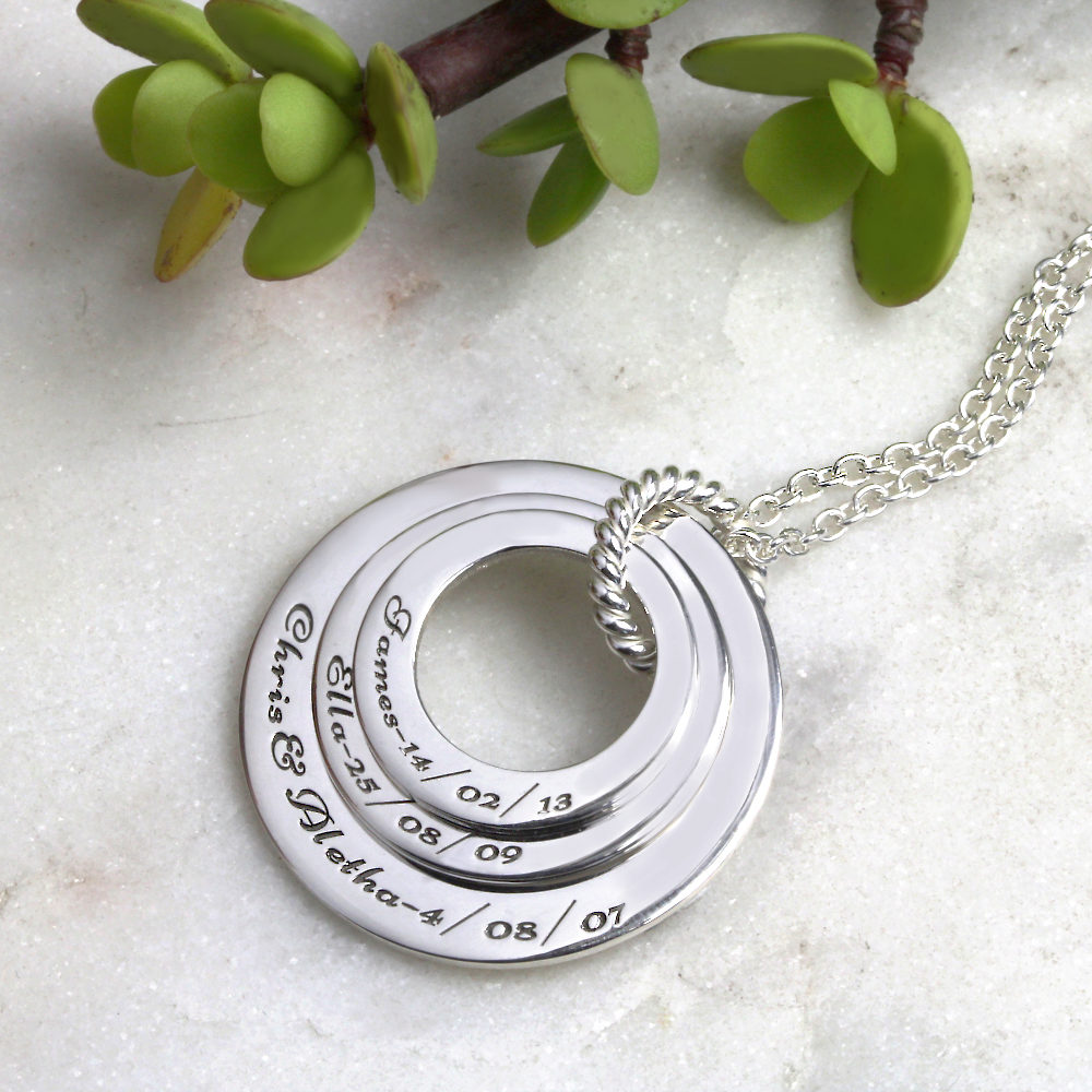 Personalised Necklace Engraved Family Names Necklace Silvery Jewellery Australia