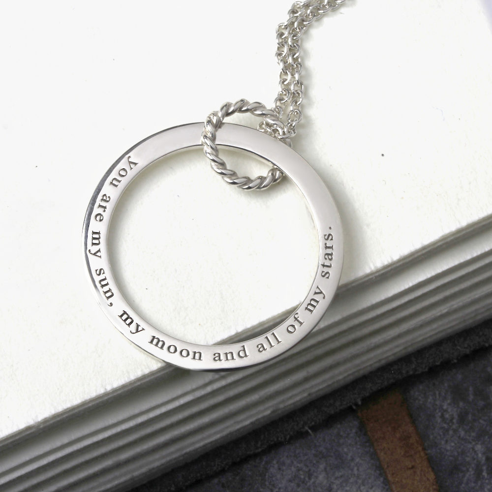 Personalised Necklace Engraved Unity Hoop Necklace Silvery Jewellery Australia