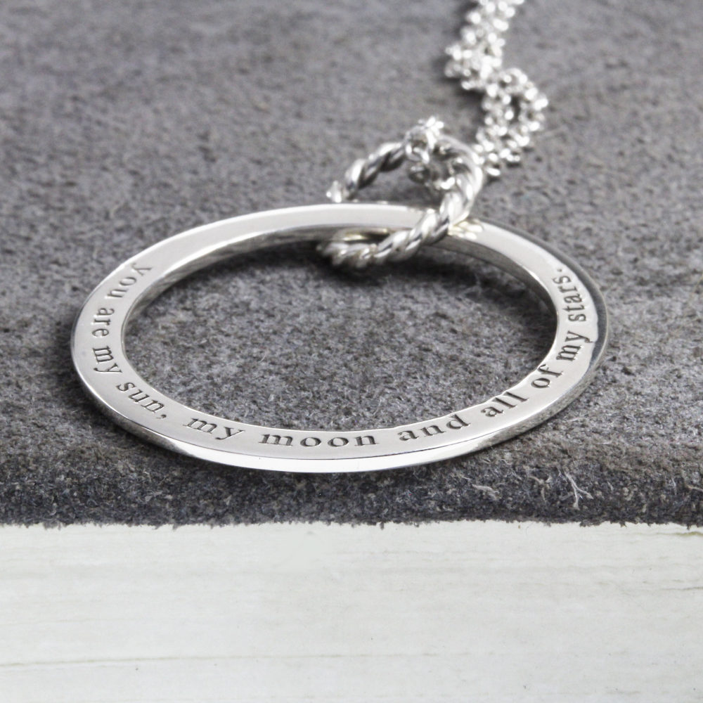 Personalised Necklace Engraved Unity Hoop Necklace Silvery Jewellery Australia with family names
