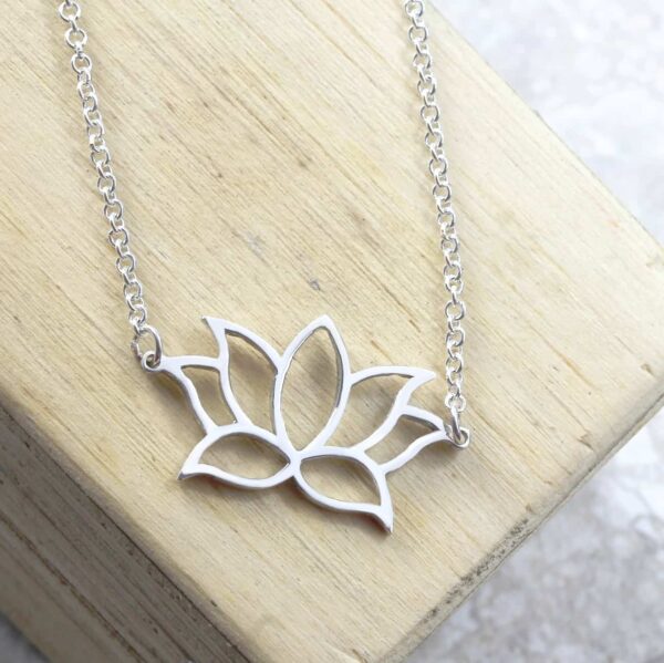 Personalised Necklace Lotus Flower Necklace Silvery Jewellery Australia