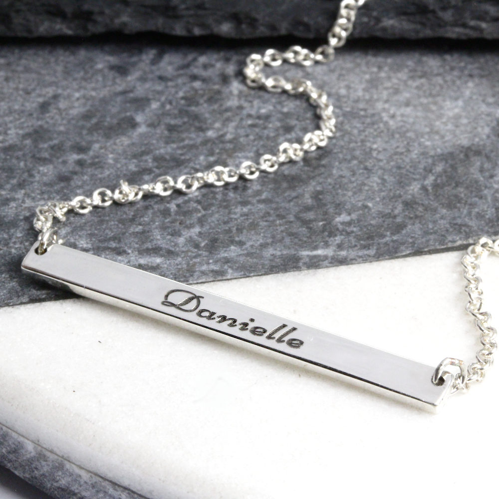 Personalised Necklace Skinny Bar Necklace Silvery Jewellery Australia