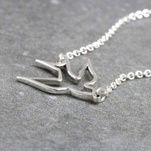 925 Sterling Silver Personalised Necklace Soaring Swallow Necklace