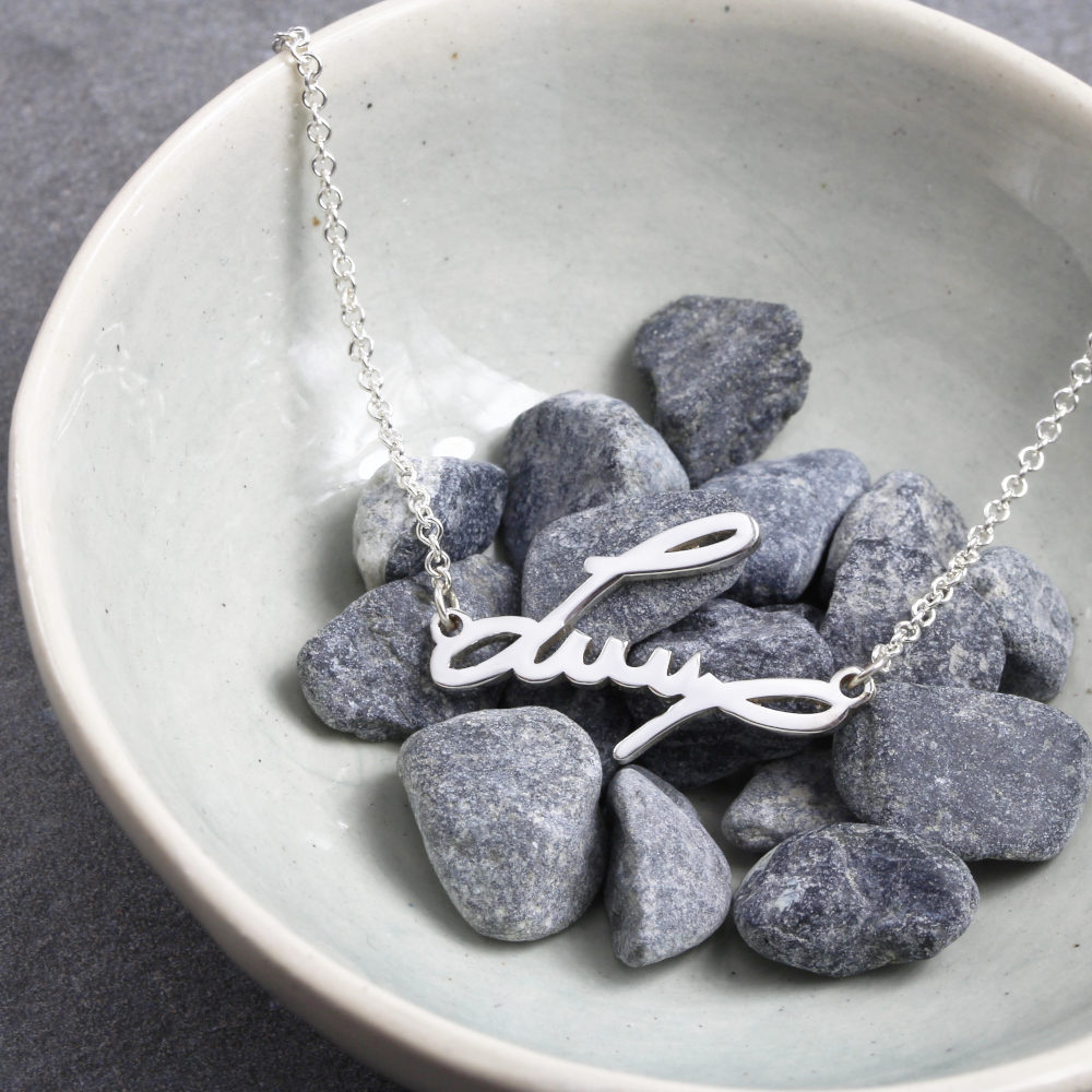 Signature Name Necklace Silvery Jewellery