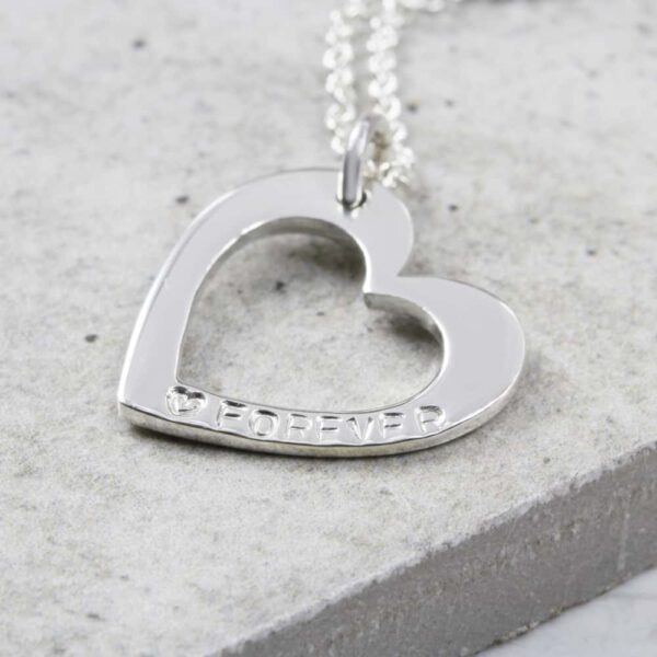personalised open heart necklace