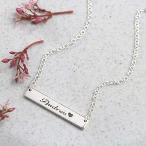 Sterling Silver wide bar necklace