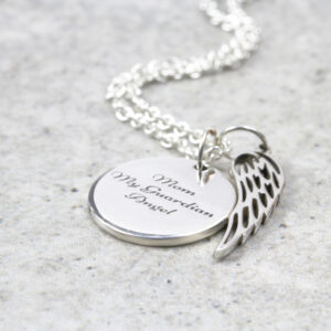 angel wing and coin necklace