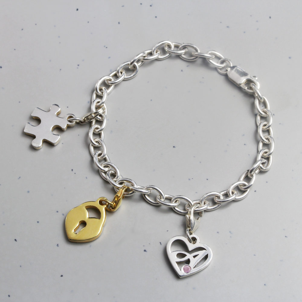 Silver Heart Charm Bracelet for Women