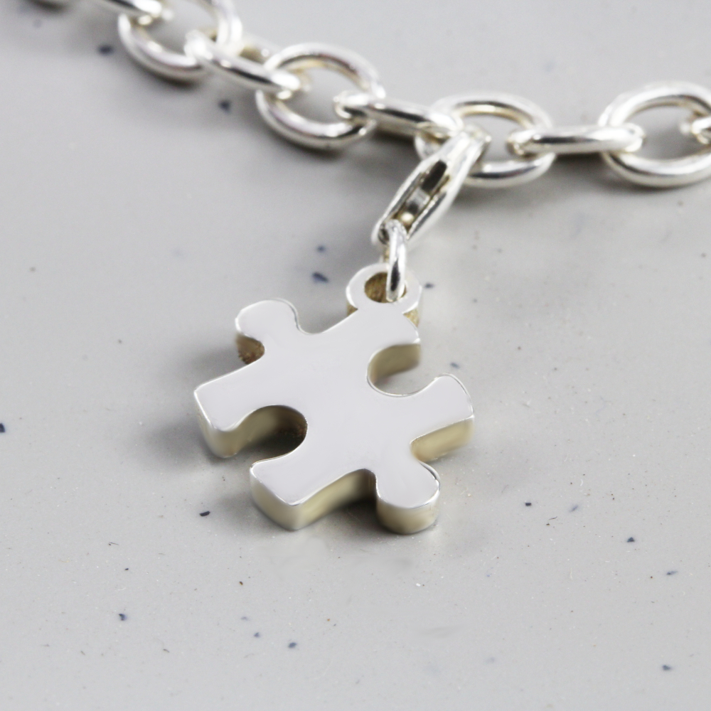 Puzzle Piece Charm | Personalised Charms by Silvery Jewellery