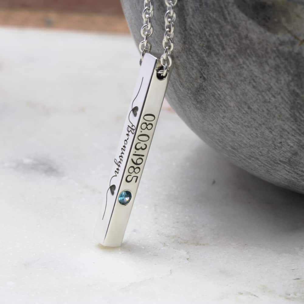 Personalised bar necklace by silvery jewellery in australia