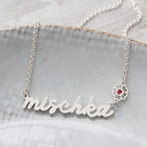 name flower connector necklace