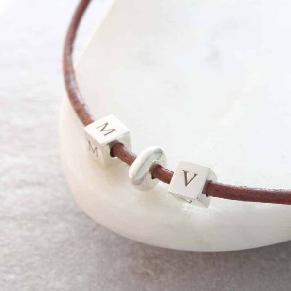 leather initial cord bracelet