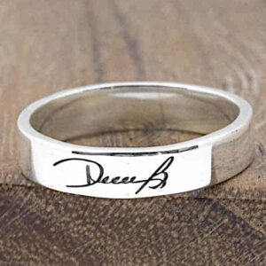 Silver Dainty Engraved Signature Ring