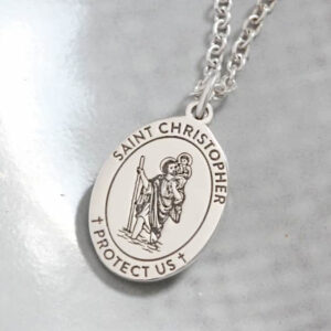 St Christopher Oval Pendant Necklace