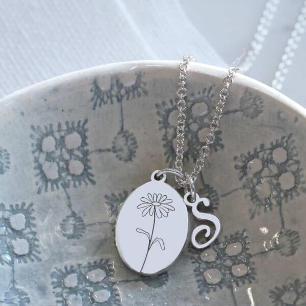 Birth Flower & Initial Necklace