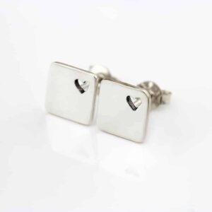 square heart stud earrings