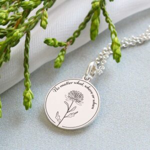 ENGRAVED BIRTH MONTH FLOWER NECKLACE