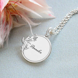Engraved Floral Coin Necklace