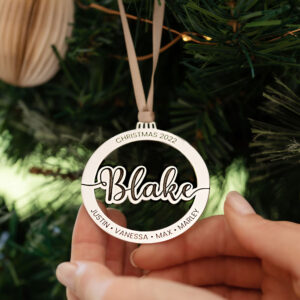 Engraved Family Names Christmas Tree Ornament