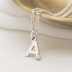 Initial Necklace in Australia with a birthstone by Silvery Jewellery