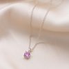 Round Sapphire Pendant Necklace - Select Sapphire Colour (3 Colours) - Image 2