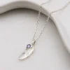 Personalised Feather Birthstone Necklace