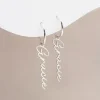 Name Pendant Huggie Hoop Earrings - Image 4