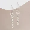 Name Pendant Huggie Hoop Earrings - Image 2