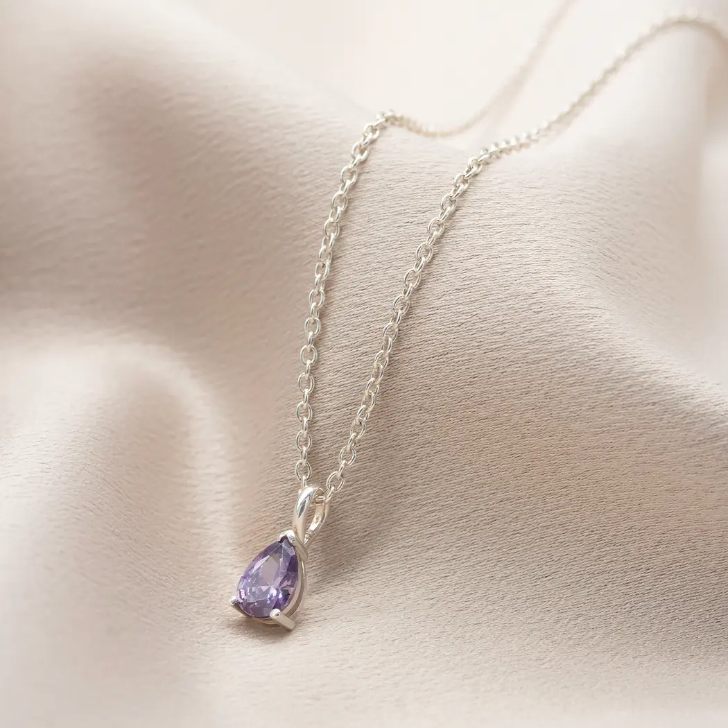 Teardrop Birthstone Pendant Necklace