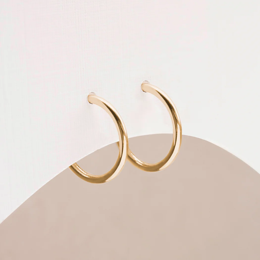 14mm Huggie Hoop Earrings - Image 2