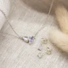You & Me Birthstones Necklace & Dainty Teardrop Birthstone Stud Earrings - Image 2