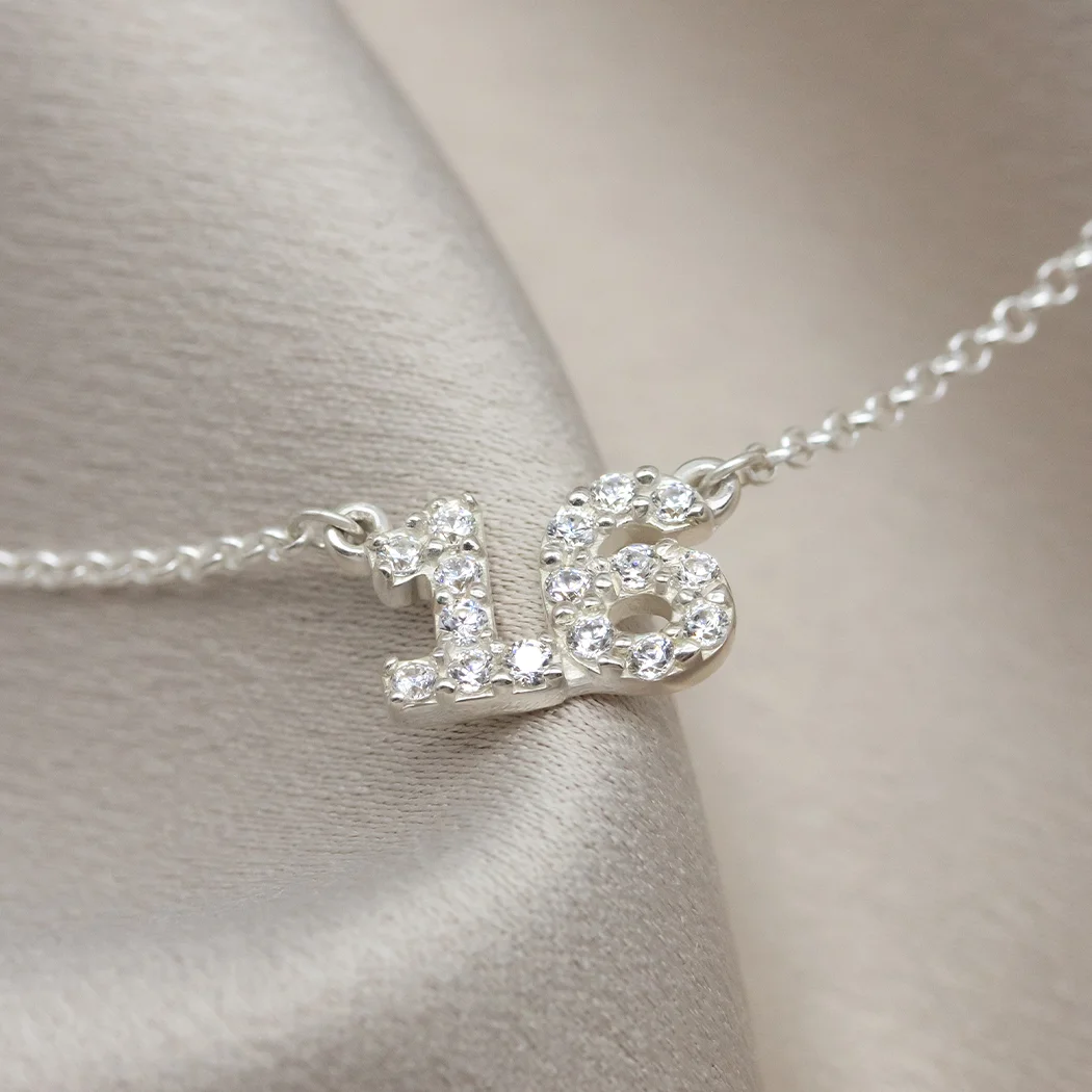 Embellished Birthstone Number Necklace