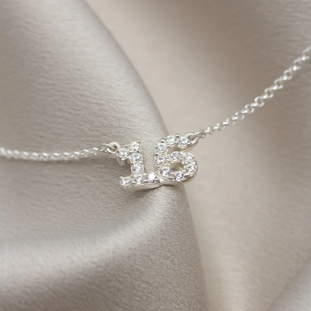 Embellished Birthstone Number Necklace - Image 2