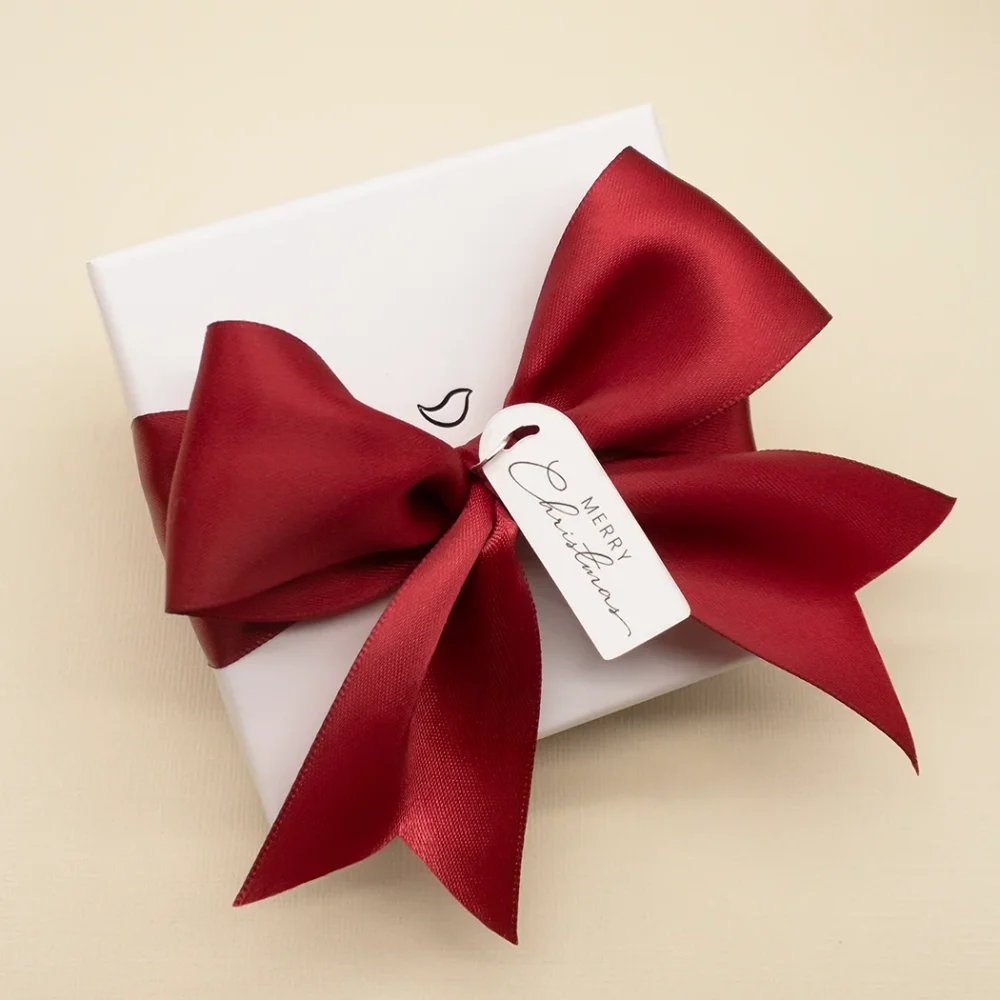 Premium Gift Box With Red Ribbon & Christmas Gift Tag