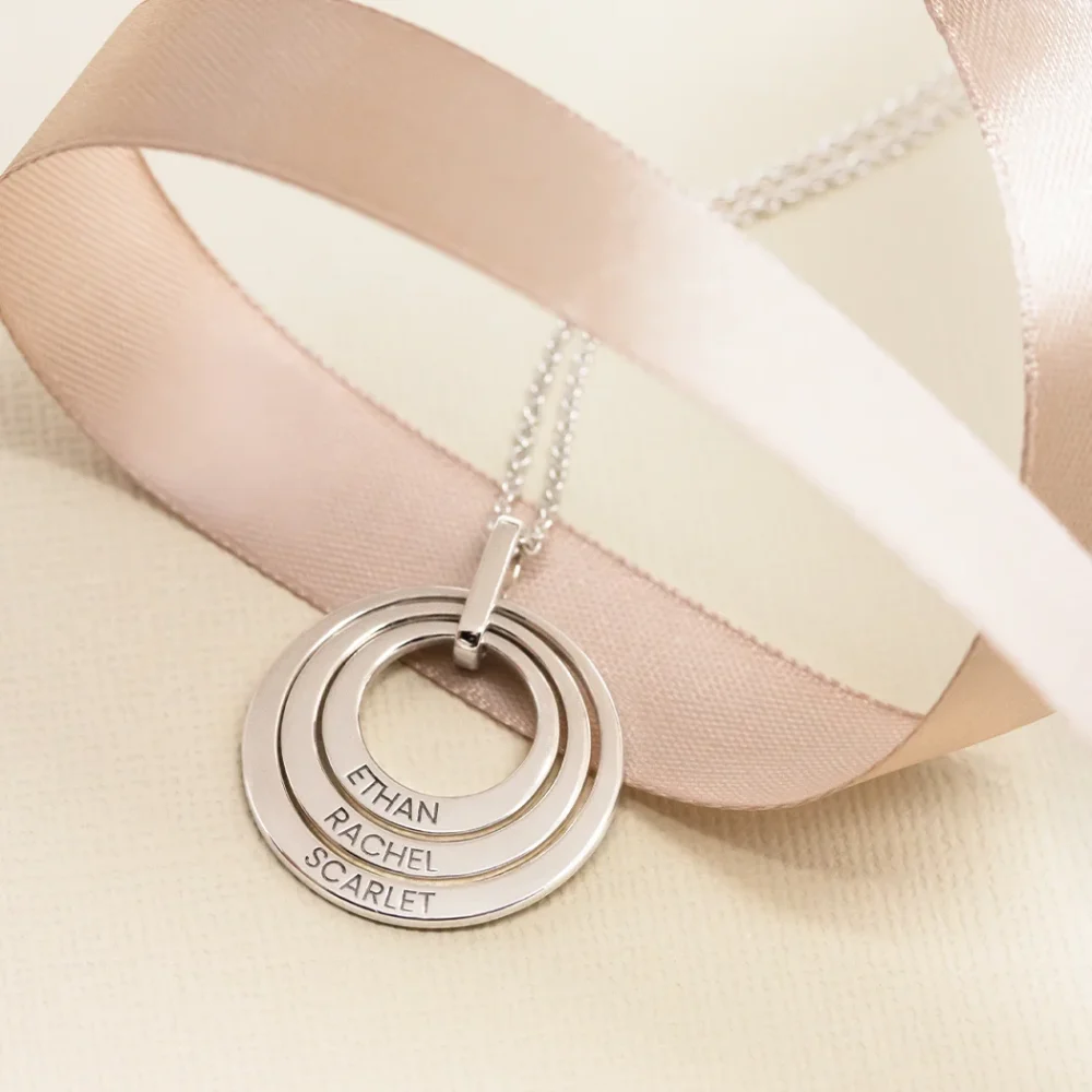 Layered Engraved Family Name Necklace (select 2 - 6 washers)
